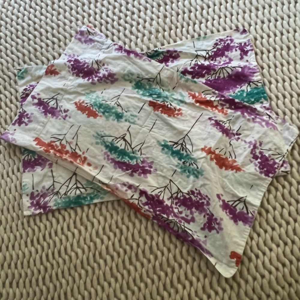 Two standard pillowcases RE room essentials blue purple and orange trees